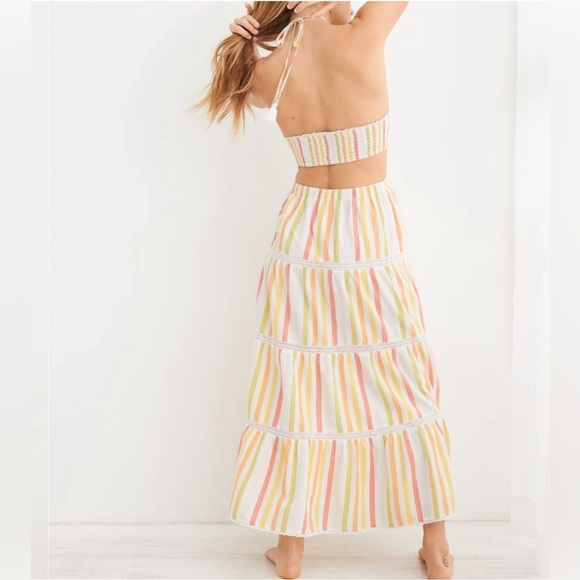 Aerie Striped Halter Cut-Out Dress - Picture 2 of 6